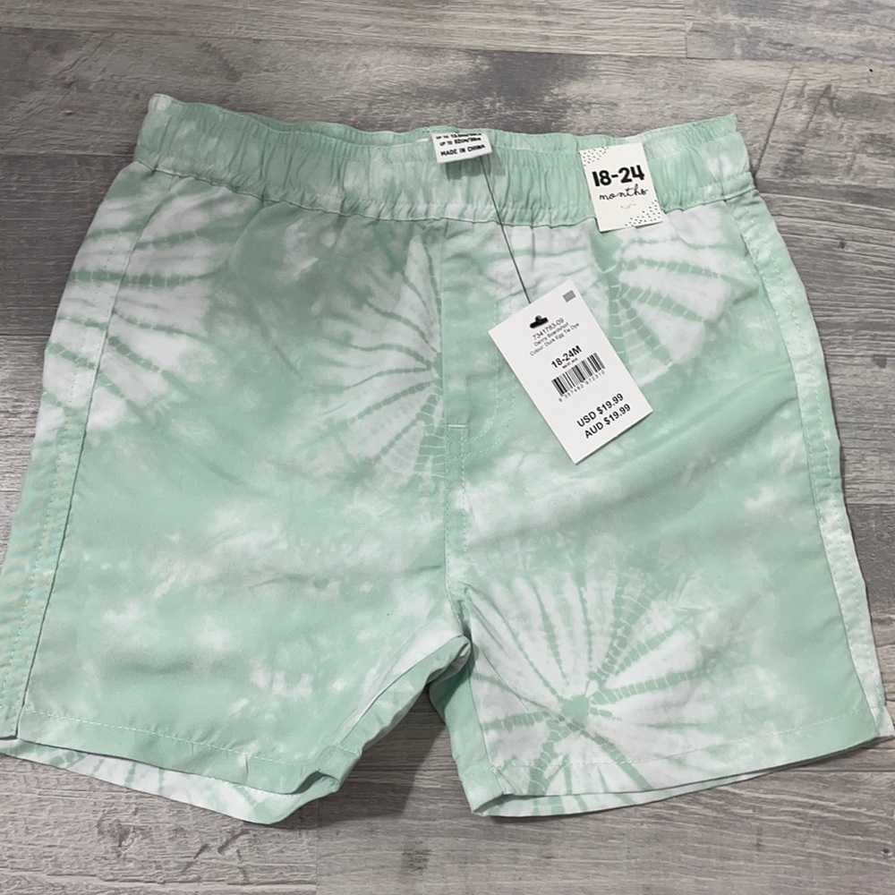 NWOT Cotton On Mint Green Tie-Dye Kids Swim Trunks